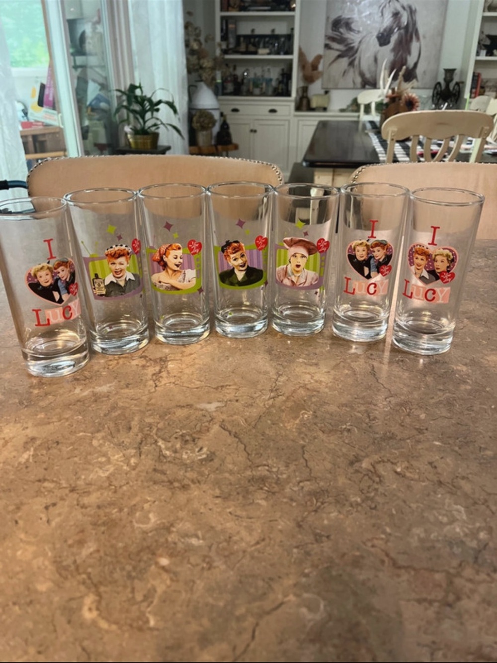 Retro I Love Lucy Collector Drinking Glasses - Set of 7